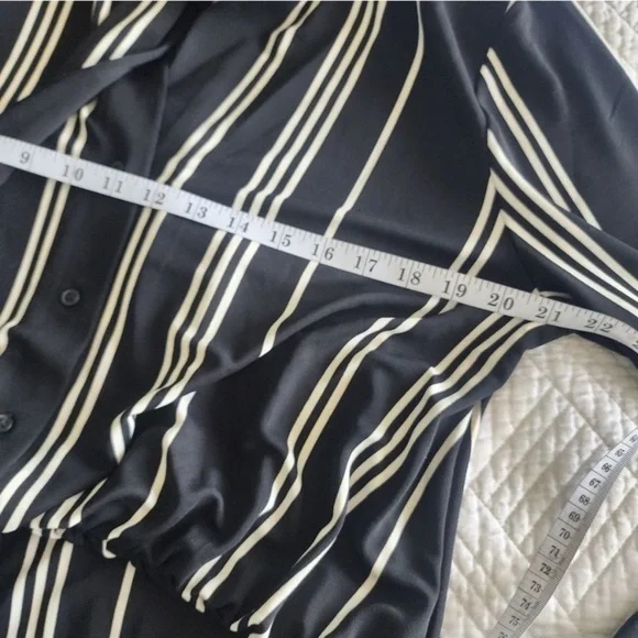 Ann Taylor minimalist contemporary neck tie stripe midi dress - Picture 10 of 14